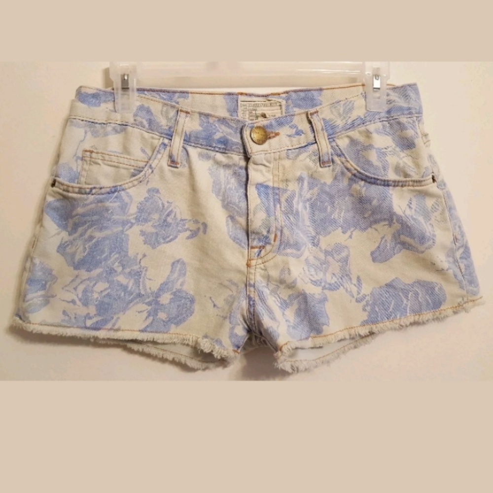 Current Elliott Blue Rose Shorts Anthropologie 24